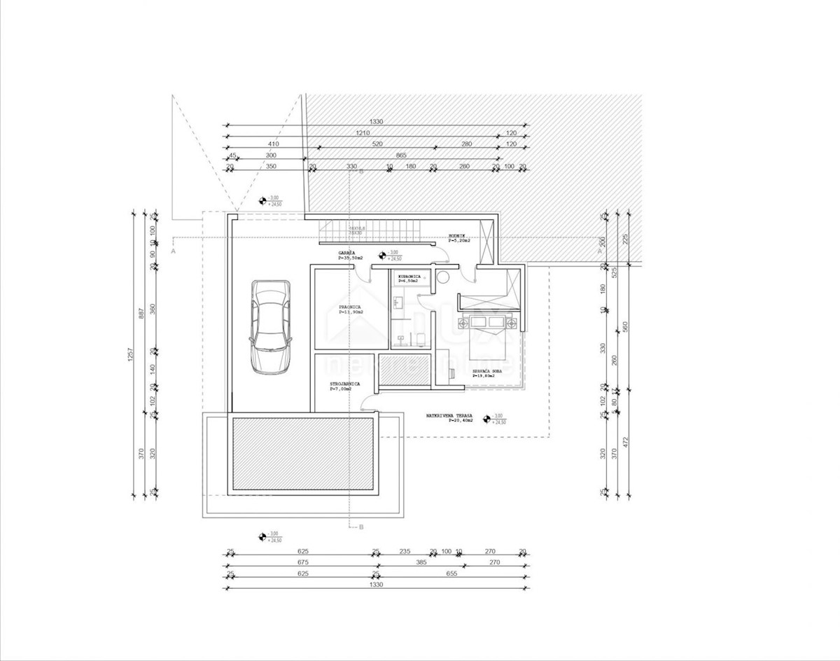 ISOLA DI PAG, JAKIŠNICA -Villa moderna con piscina in costruzione