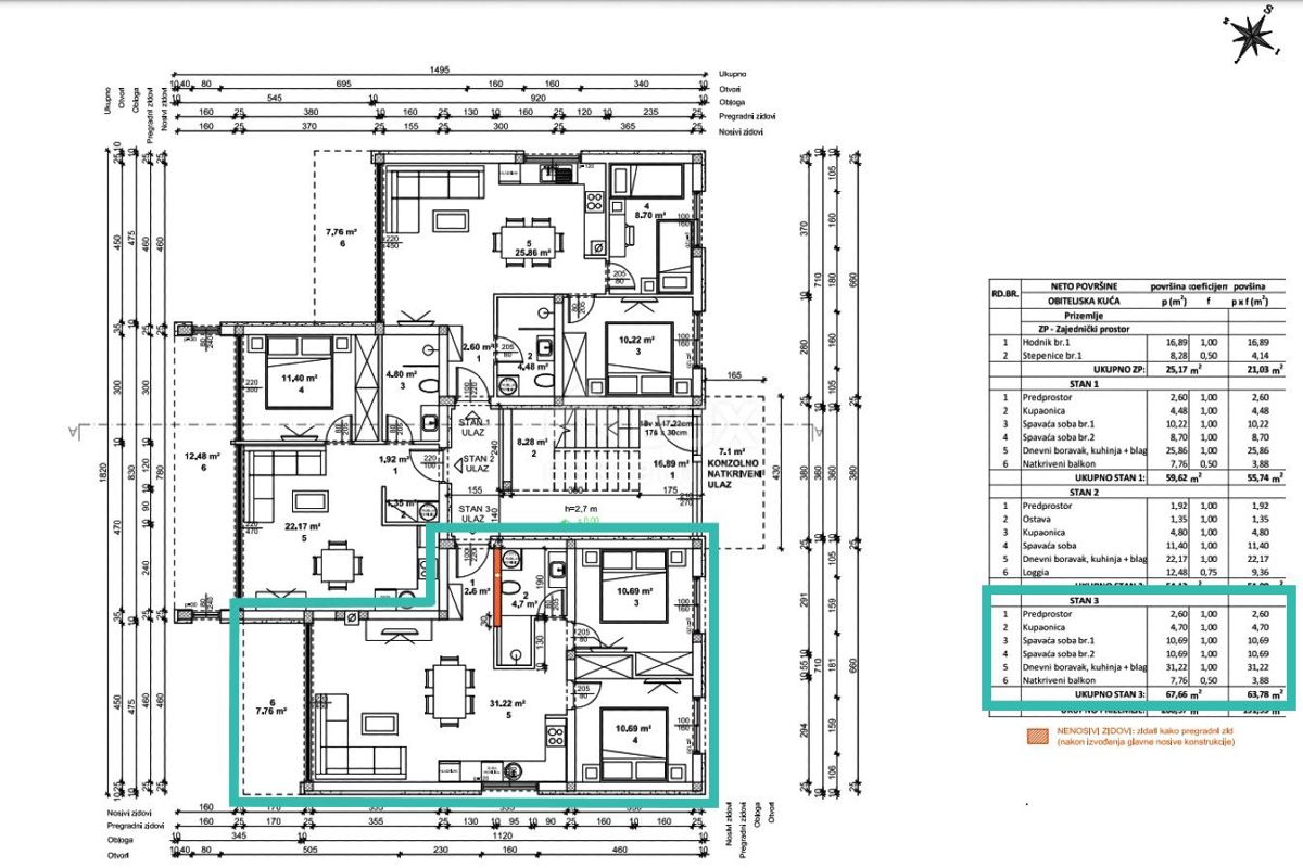 Appartamento Žminj, 63,78m2