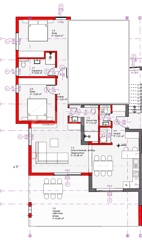 Appartamento Tribunj, 123m2