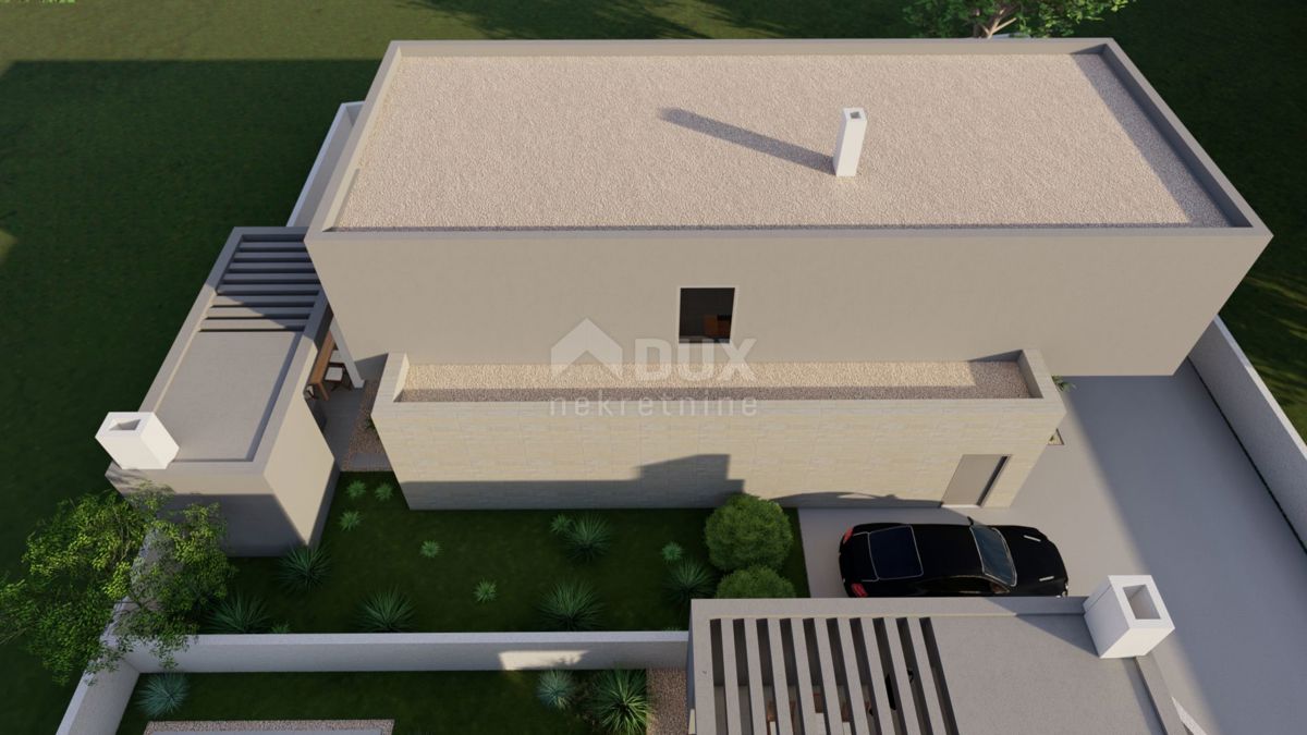 ZADAR, ZATON - Terreno edificabile ideale a Zaton con permesso di costruzione e progetto per una villa moderna con piscina