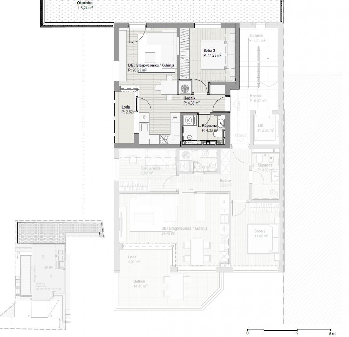 COSTABELLA, BIVIO, KANTRIDA - esclusivo appartamento 43,44 mq, 1° piano, 100 m dal mare, bella vista + giardino 118 mq - APPARTAMENTO 3