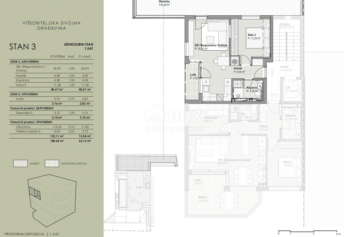 COSTABELLA, BIVIO, KANTRIDA - esclusivo appartamento 43,44 mq, 1° piano, 100 m dal mare, bella vista + giardino 118 mq - APPARTAMENTO 3