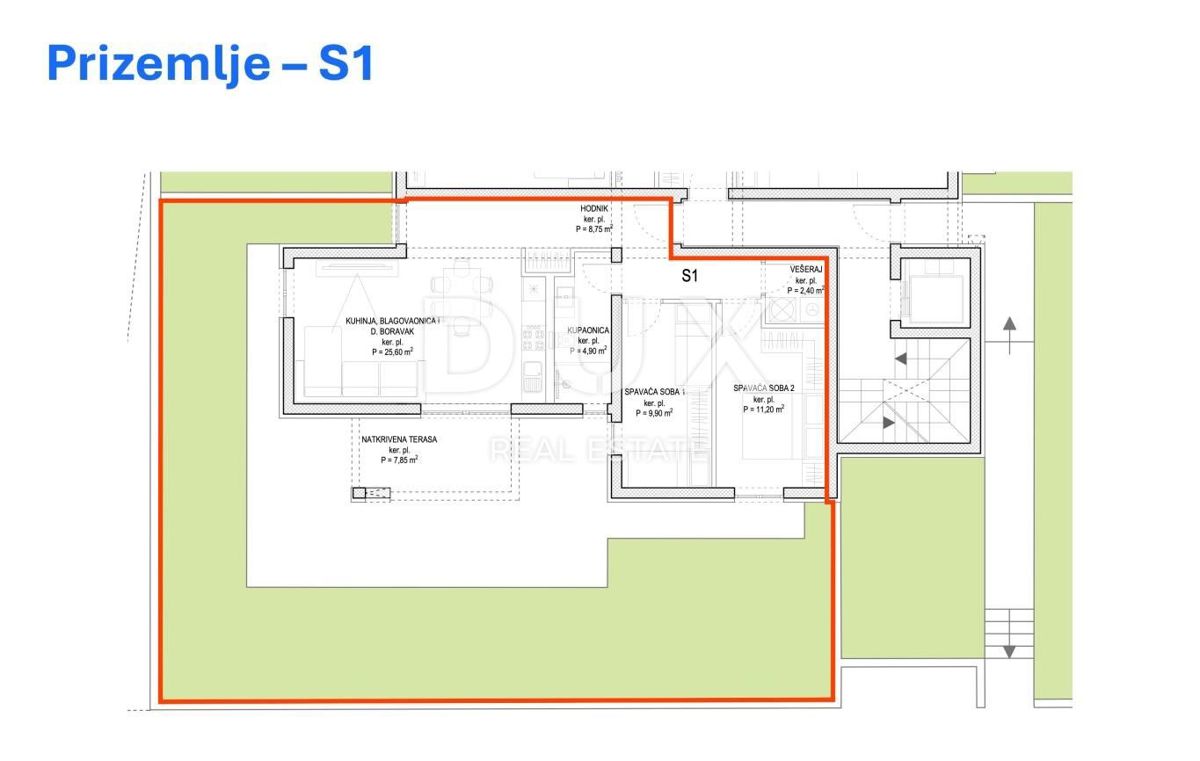 ZADAR, DIKLOVAC - Moderno appartamento con giardino e garage in costruzione CS1