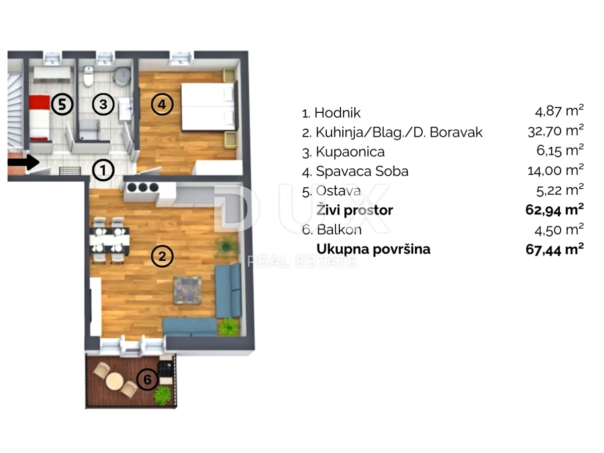 Appartamento Buje, 67,44m2