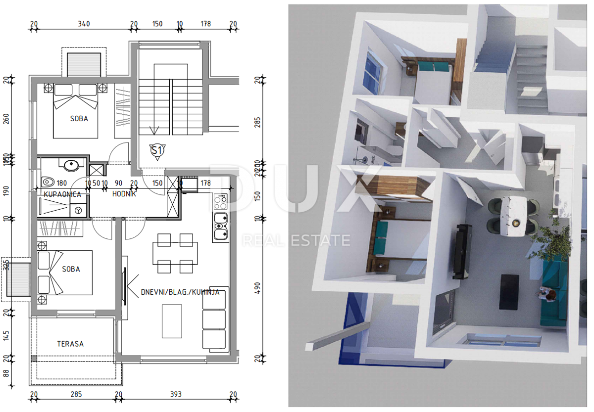 ZADAR, RAŽANAC - Nuovo edificio! Riscaldamento a pavimento, ascensore, vista mare, ripostiglio...! S1