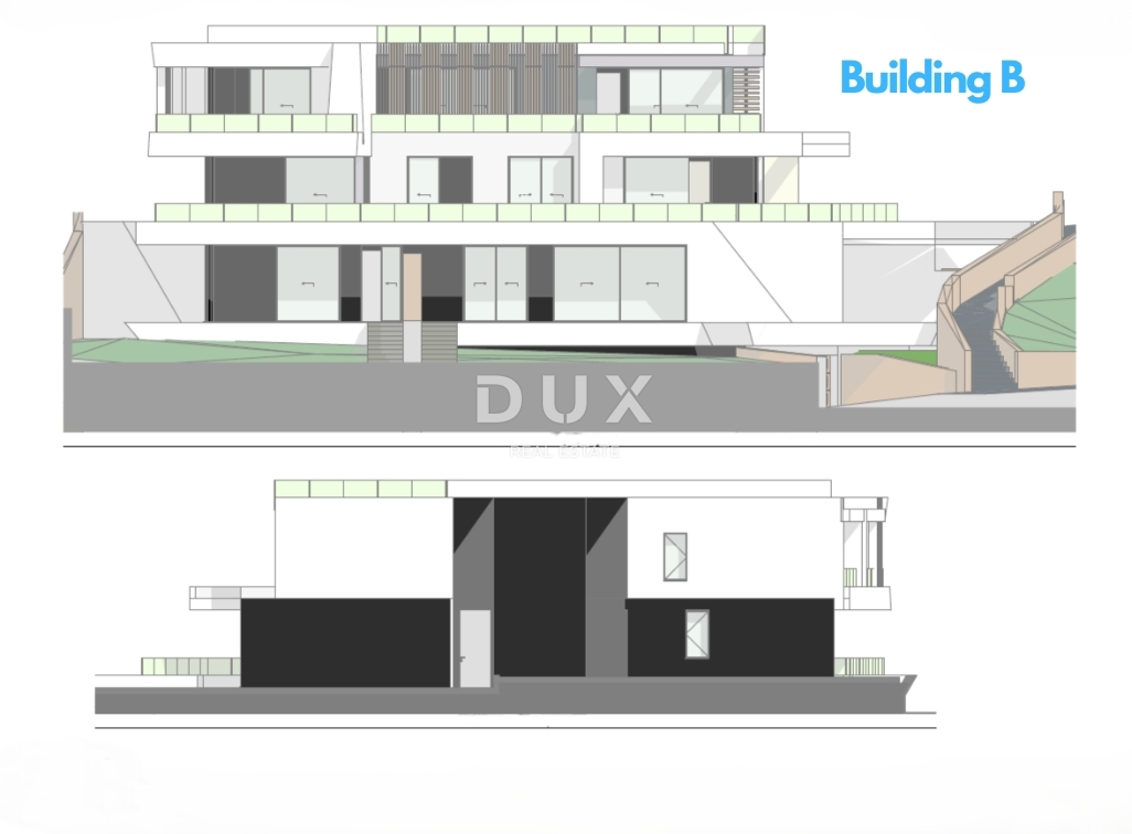 ABBAZIA, CENTRO - nuovo - 3 lotti edificabili per la costruzione di 18 appartamenti di lusso, posizione elevata sopra il centro