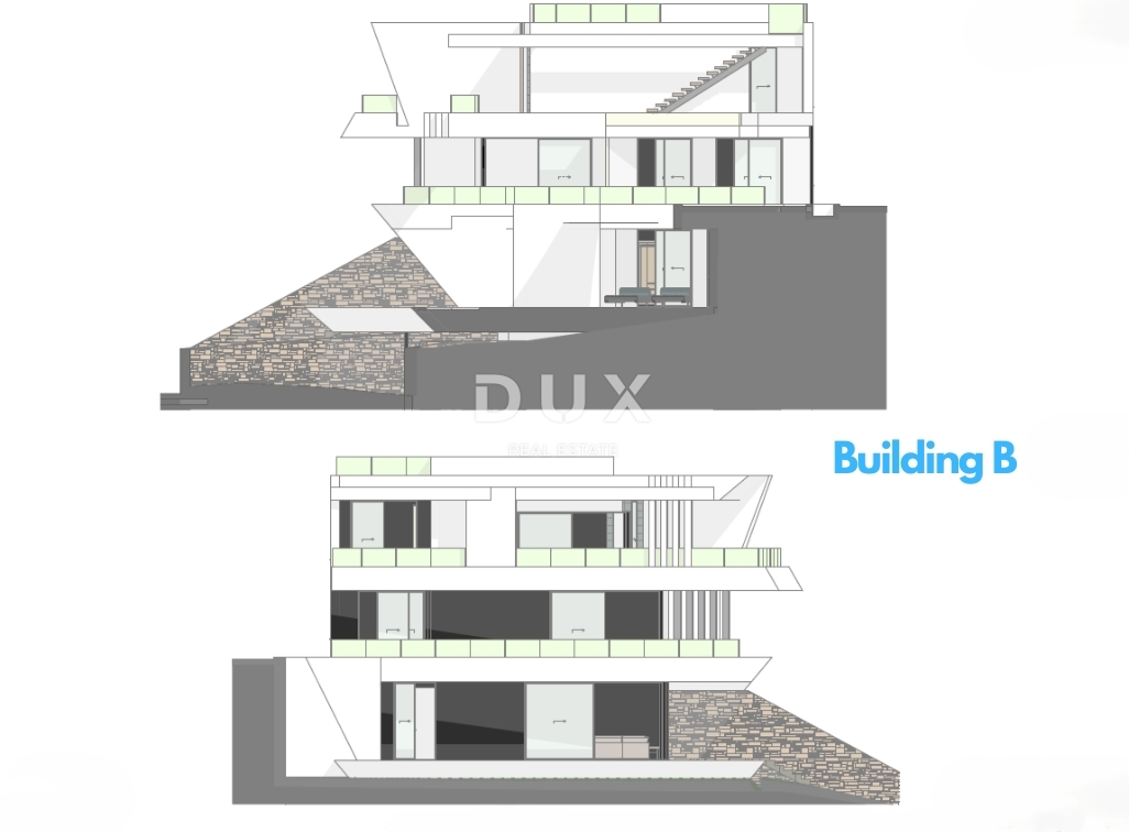 ABBAZIA, CENTRO - nuovo - 3 lotti edificabili per la costruzione di 18 appartamenti di lusso, posizione elevata sopra il centro