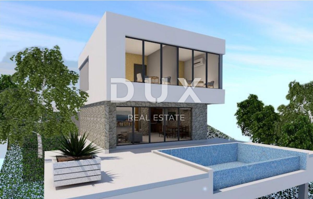 OPATIJA, BRSEČ, NAČINOVIĆI - terreno edificabile di 543 m2 con progetto per una villa e vista panoramica sul mare 