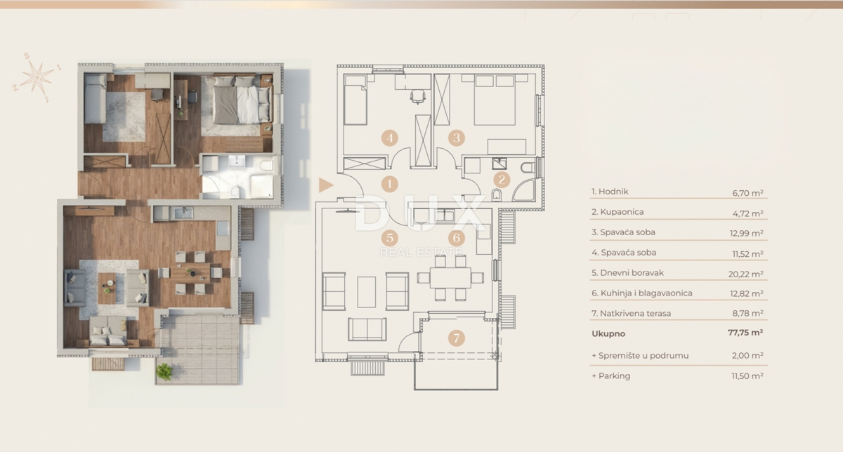 VIŠKOVO, SARŠONI - OCCASIONE 2BR+LR in un nuovo edificio in una posizione ideale