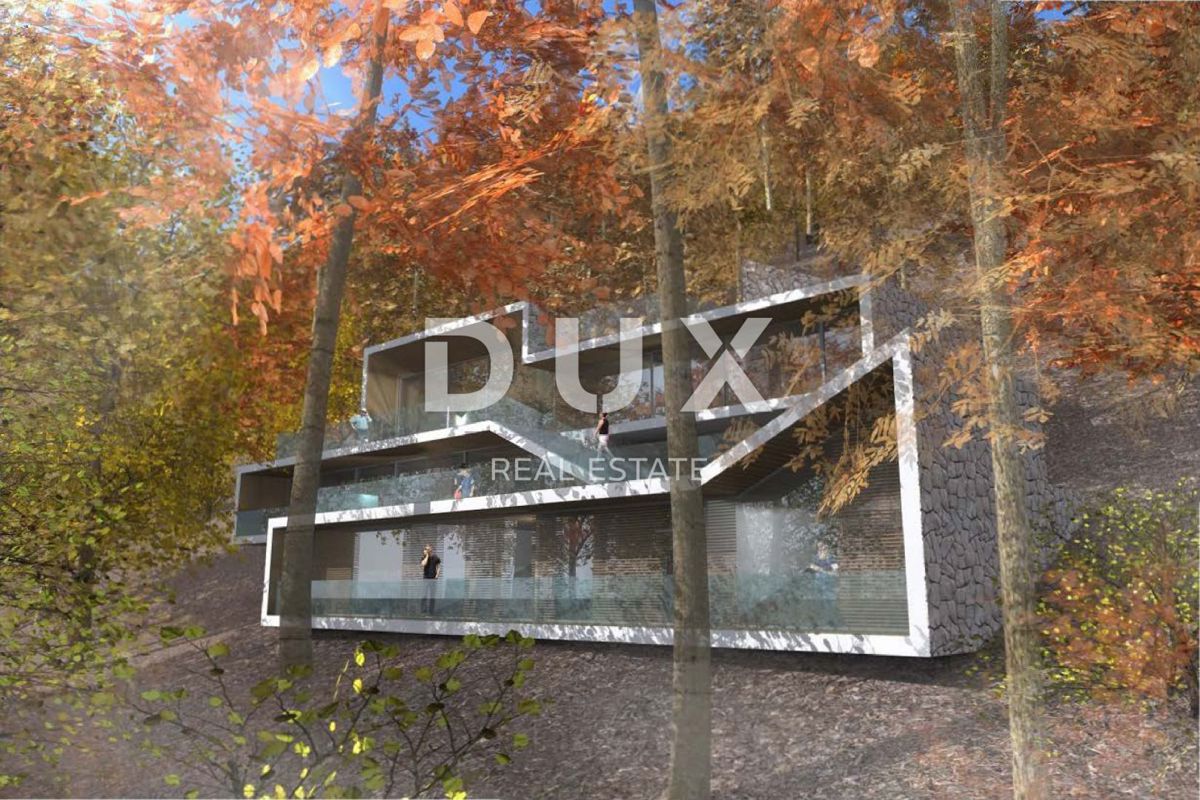 GORSKI KOTAR, FUŽINE - un progetto unico nel cuore del Gorski Kotar, terreno edificabile di 1197 m2 con progetto per una villa, opportunità di investimento!