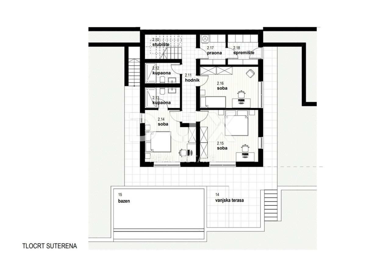 RIJEKA, KOSTRENA - esclusivo appartamento duplex 210,50 m2 nuova costruzione con splendida vista mare e piscina + giardino 350,93 m2 - S2-B