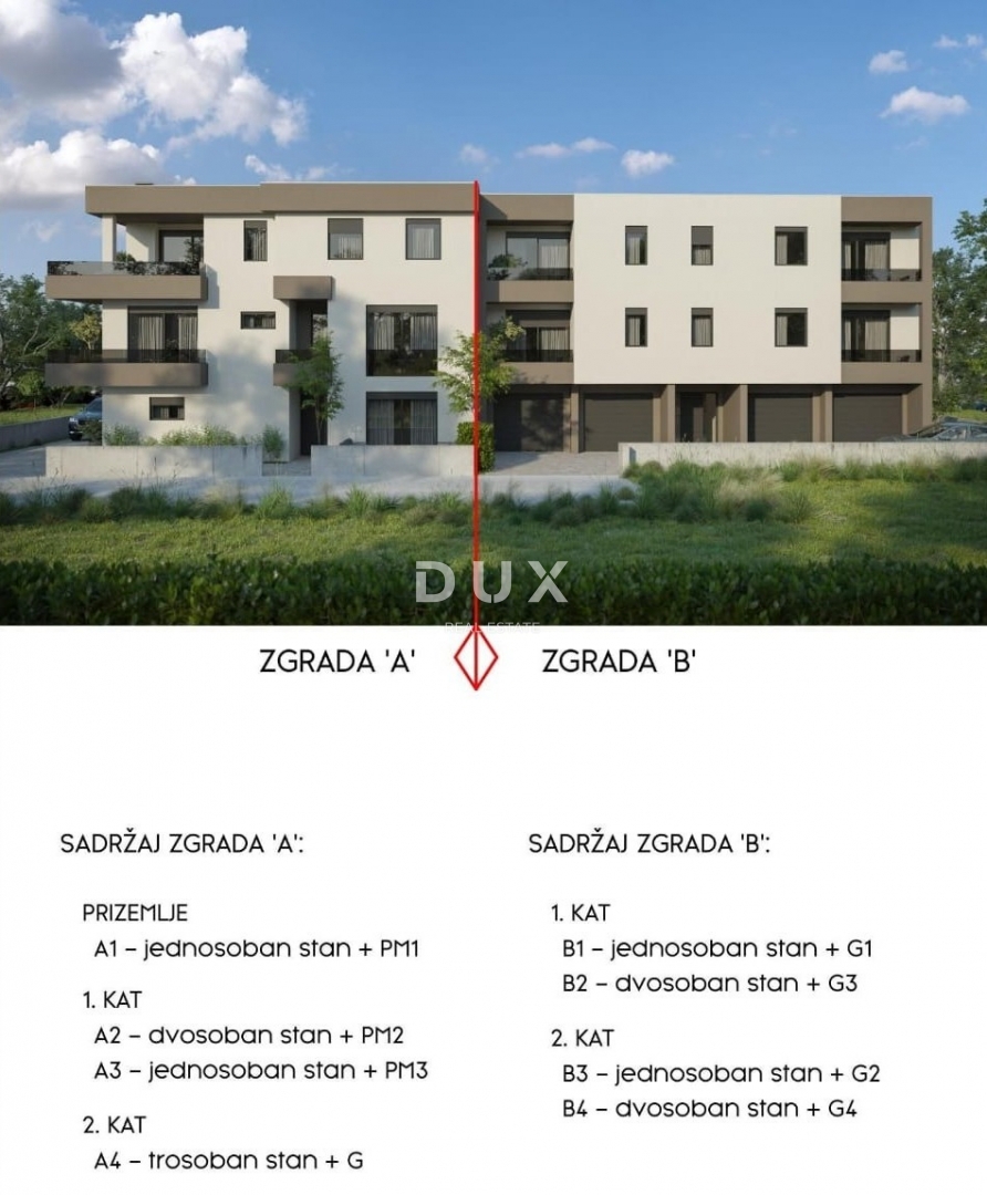 ISTRIA, POLA - Appartamento con 1 camera da letto e 1 bagno in un piccolo edificio di nuova costruzione con parcheggio privato e ripostiglio