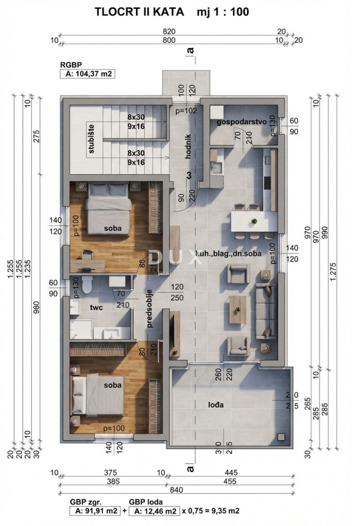 ISOLA DI RAB, KAMPOR - Moderno appartamento con 2 camere da letto + soggiorno al 2° piano di un nuovo edificio con posto auto