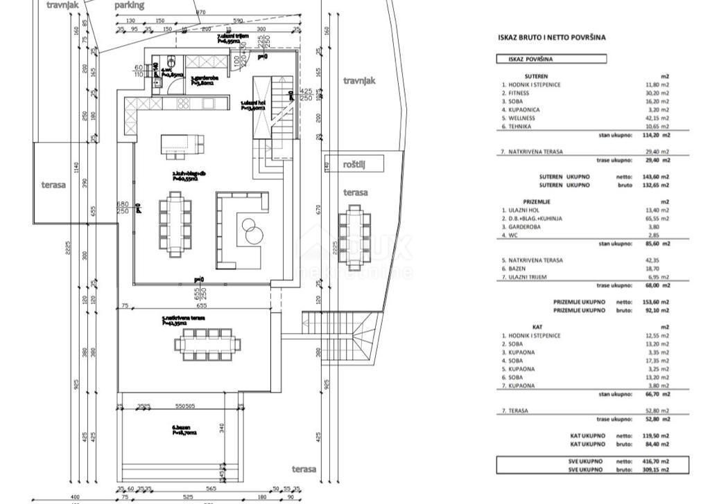 OPATIJA, IČIĆI - terreno edificabile per villa con piscina vicino a Opatija con permesso di costruzione, vista mare