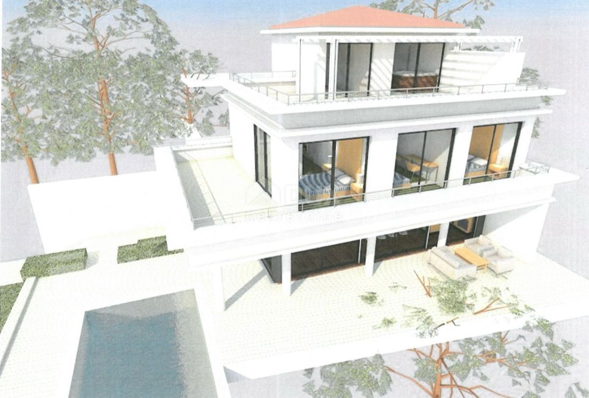 LOVRAN, LIGANJ - terreno CON PERMESSO DI COSTRUZIONE!!!! 1038 mq con vista panoramica sul mare per un edificio residenziale - appartamenti - appartamenti / villa con piscina 