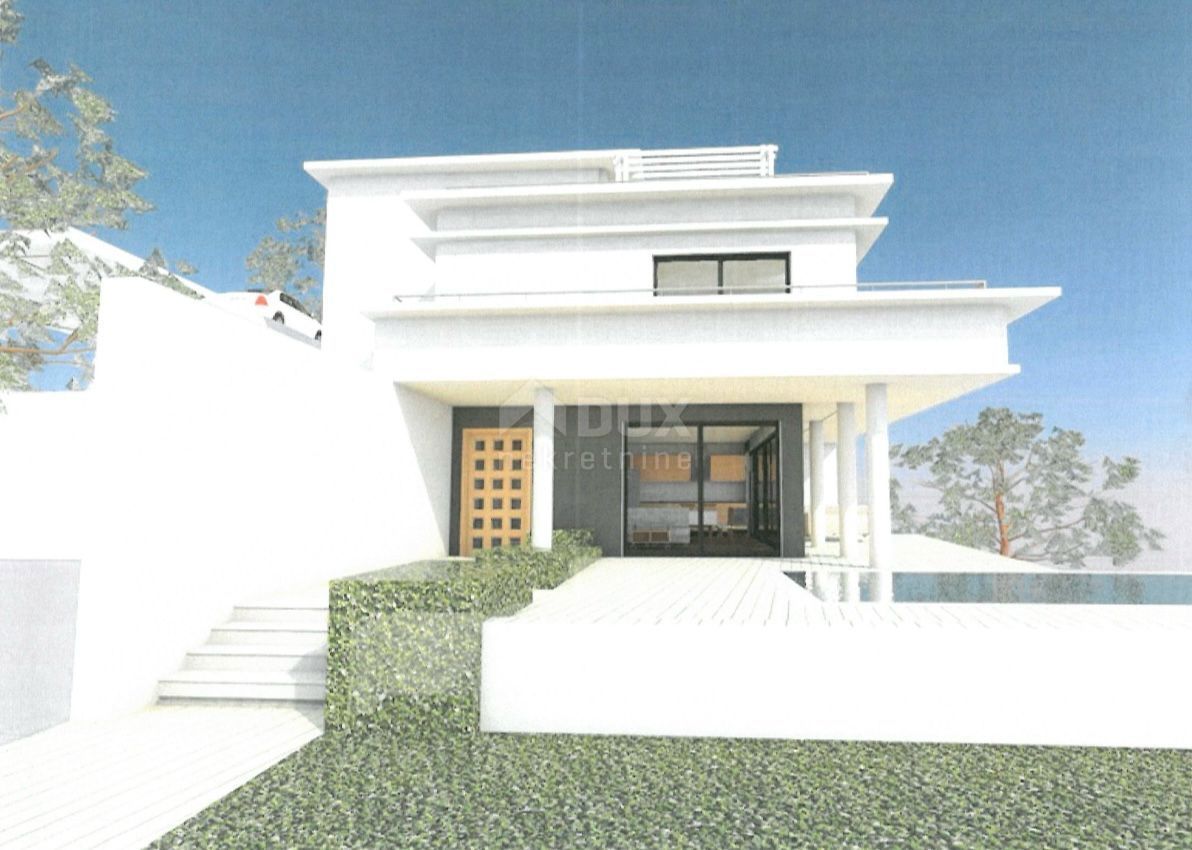 LOVRAN, LIGANJ - terreno CON PERMESSO DI COSTRUZIONE!!!! 1038 mq con vista panoramica sul mare per un edificio residenziale - appartamenti - appartamenti / villa con piscina 