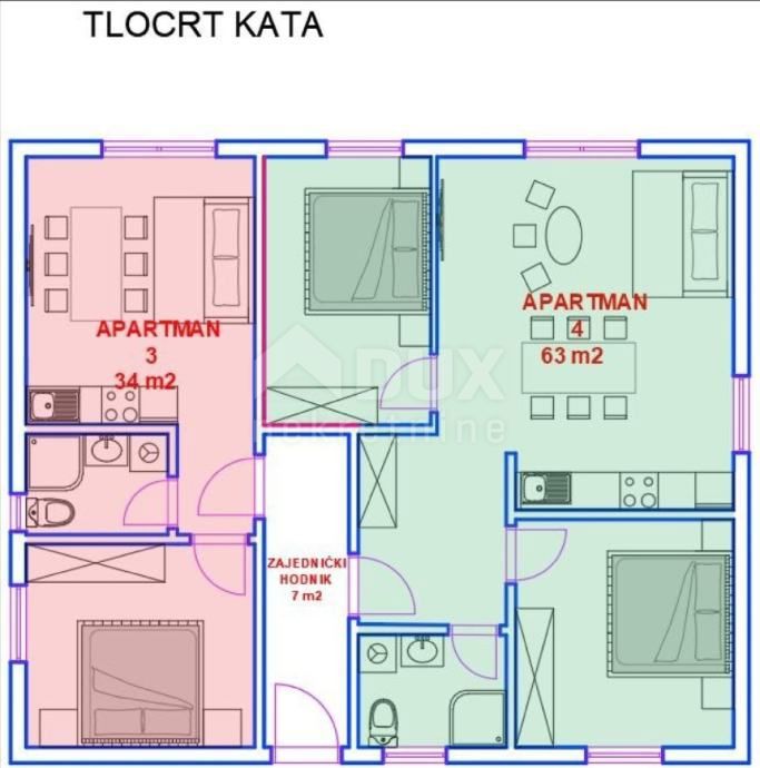 PAG, CITTÀ DI PAG - Casa con 4 appartamenti e ampio giardino 