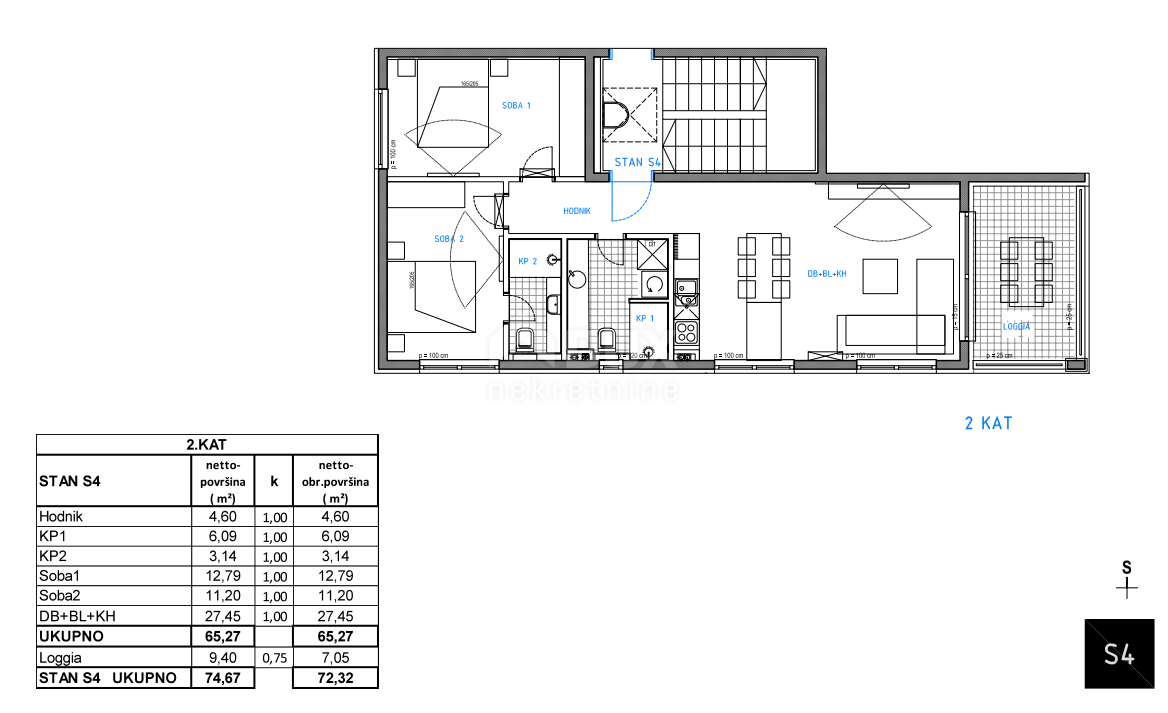 ISOLA DI KRK, CITTÀ DI KRK - NUOVA COSTRUZIONE - Appartamento 72,32 m2 al 2° piano