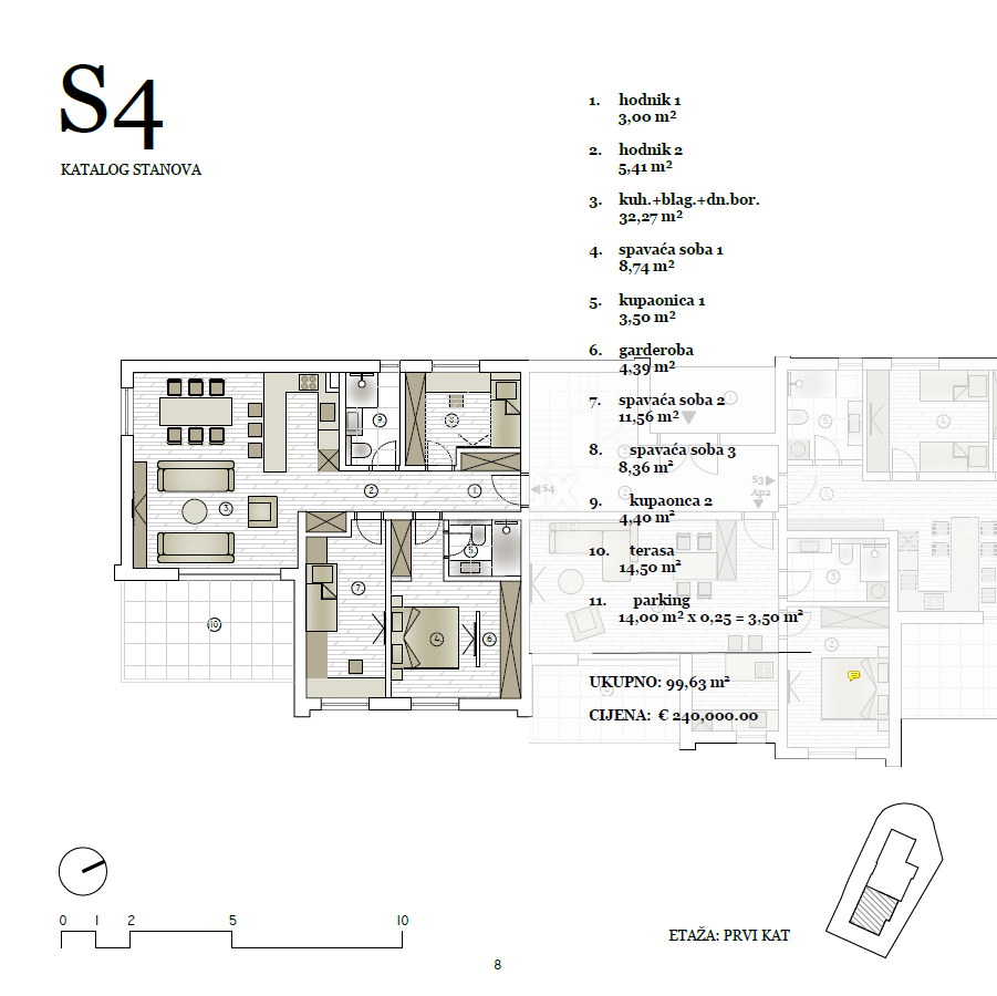  ŠIBENIK, VODICE - Appartamento S4 in una nuova costruzione