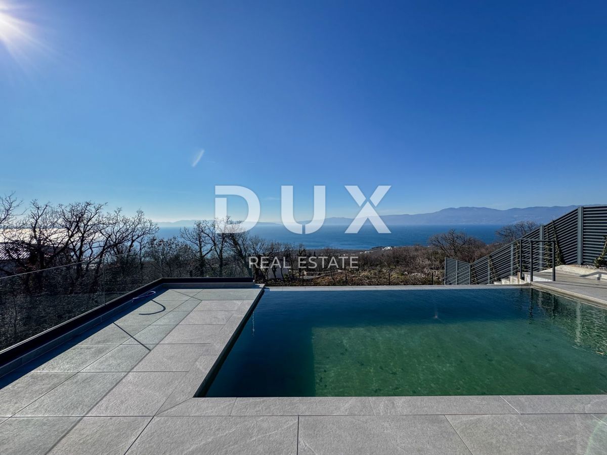 RIJEKA, KOSTRENA - villa esclusiva con piscina a sfioro, garage, giardino, vista panoramica sul mare