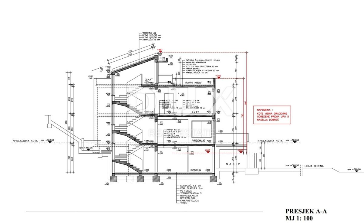 OPATIJA, LOVRAN, DOBREĆ - casa alta non finita 400 m2 con vista panoramica sul mare