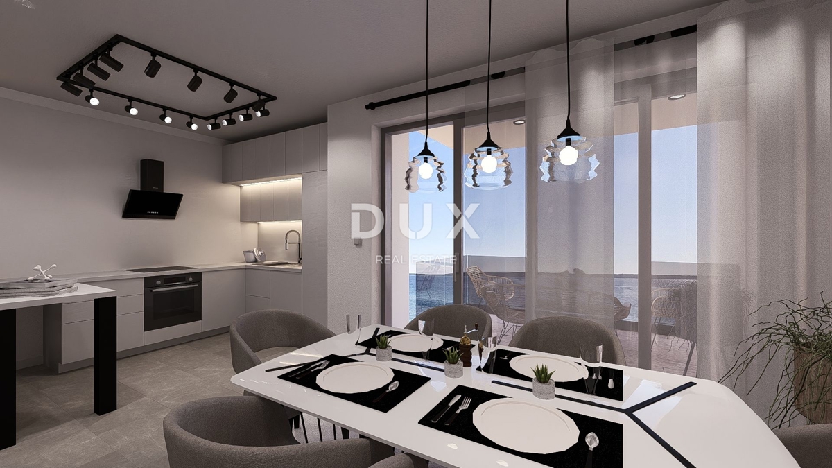 PAG, MANDRE - appartamento con tre camere da letto in un nuovo edificio, prima fila al mare, planimetria ideale