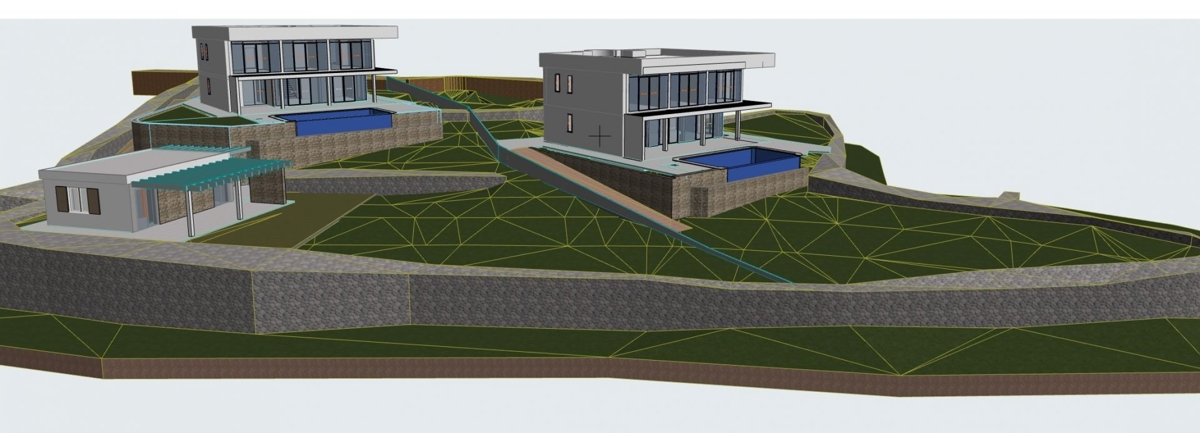 ISTRIA, SKITAČA - Terreno edificabile unico con permesso di costruzione per due ville moderne 