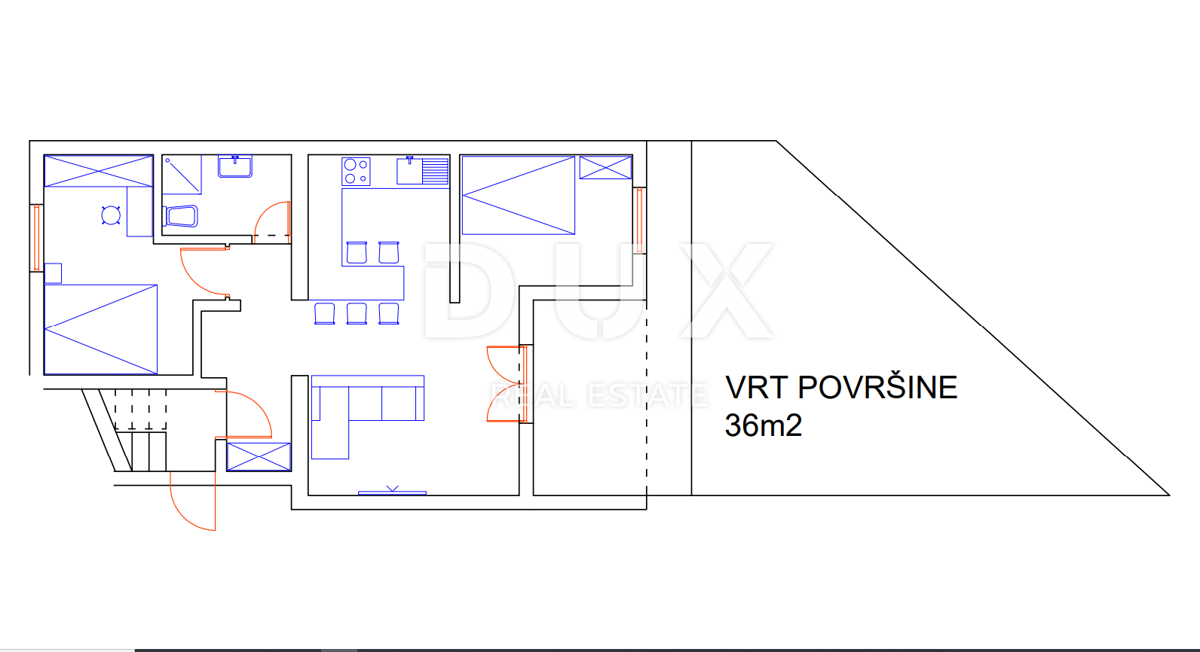 CRIKVENICA - Appartamento recentemente ristrutturato con 2 camere da letto + soggiorno, giardino privato e vista mare