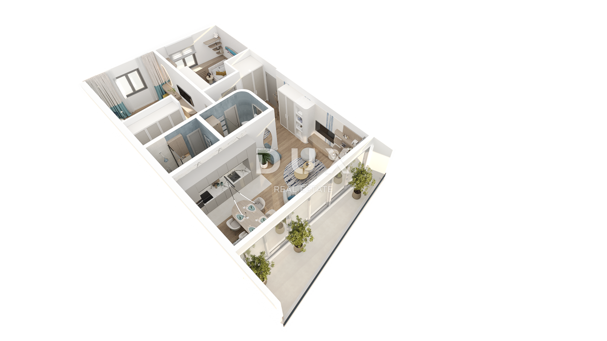 RIJEKA, KANTRIDA - Appartamento di 94 m2 in un lussuoso edificio di nuova costruzione a soli 250 metri dal mare con garage e vista panoramica sul mare