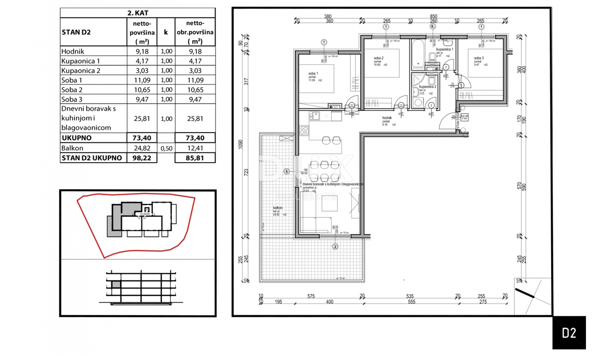 ISTRIA, TAR - Appartamento con 3 camere da letto e terrazzo, situato in un nuovo edificio di alta qualità a soli 350 metri dal mare