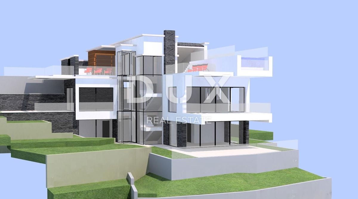 OPATIJA, IČIĆI - terreno con permesso per una villa sopra la marina ACI e vicino al Mariott Resort - vista panoramica sul mare