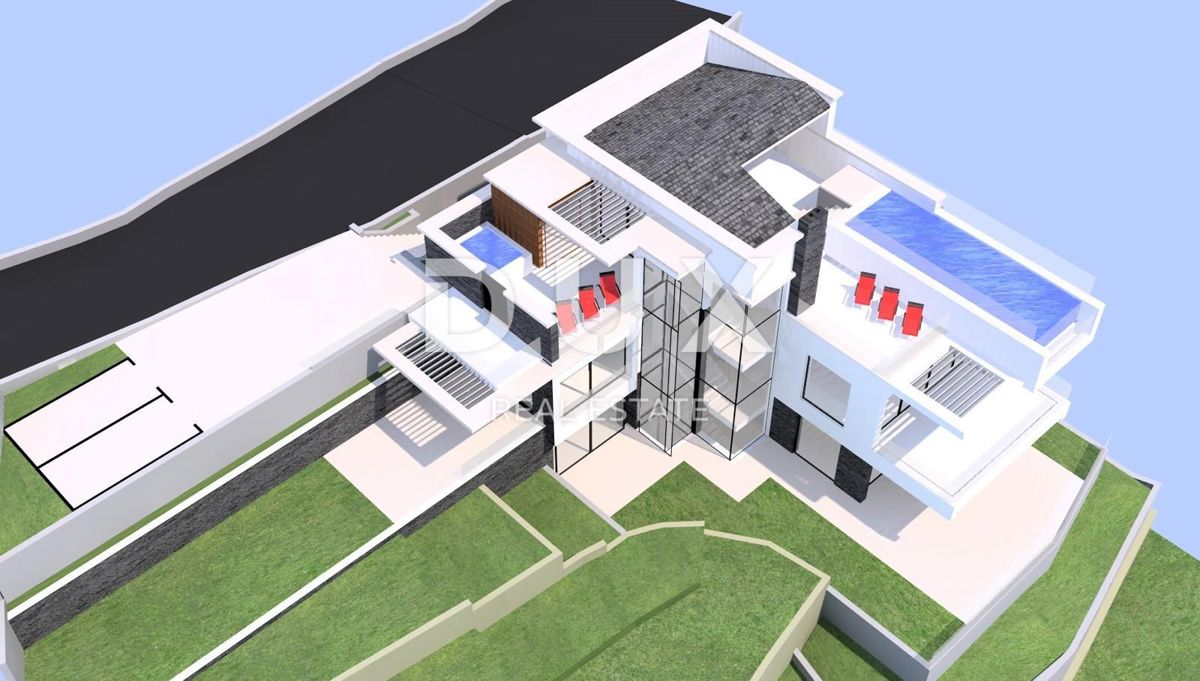 OPATIJA, IČIĆI - terreno con permesso per una villa sopra la marina ACI e vicino al Mariott Resort - vista panoramica sul mare