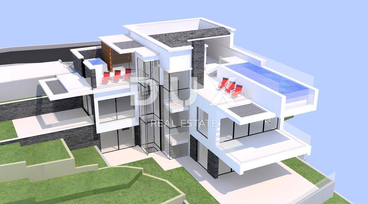 OPATIJA, IČIĆI - terreno con permesso per una villa sopra la marina ACI e vicino al Mariott Resort - vista panoramica sul mare