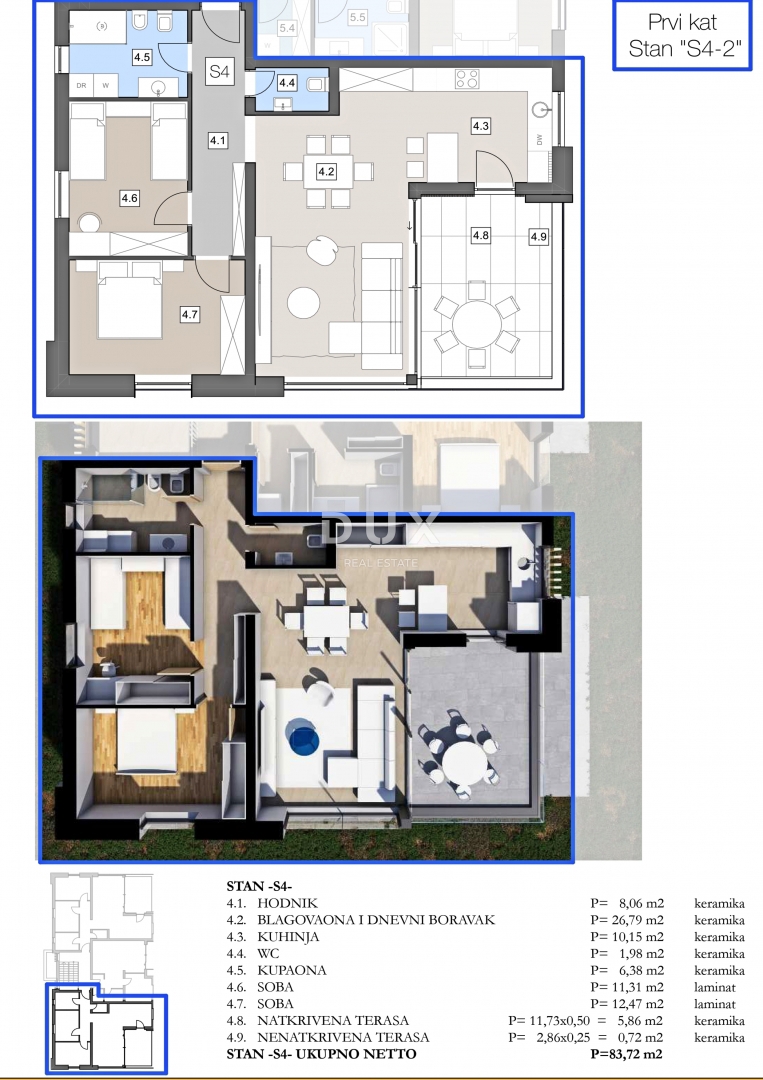 ISTRIA, LABIN - Appartamento con due camere da letto in un moderno edificio di nuova costruzione