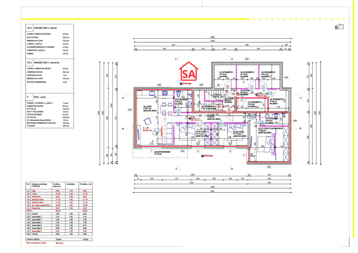 ROGOZNICA, STIVAŠNICA – Appartamento al piano terra con piscina e vista mare