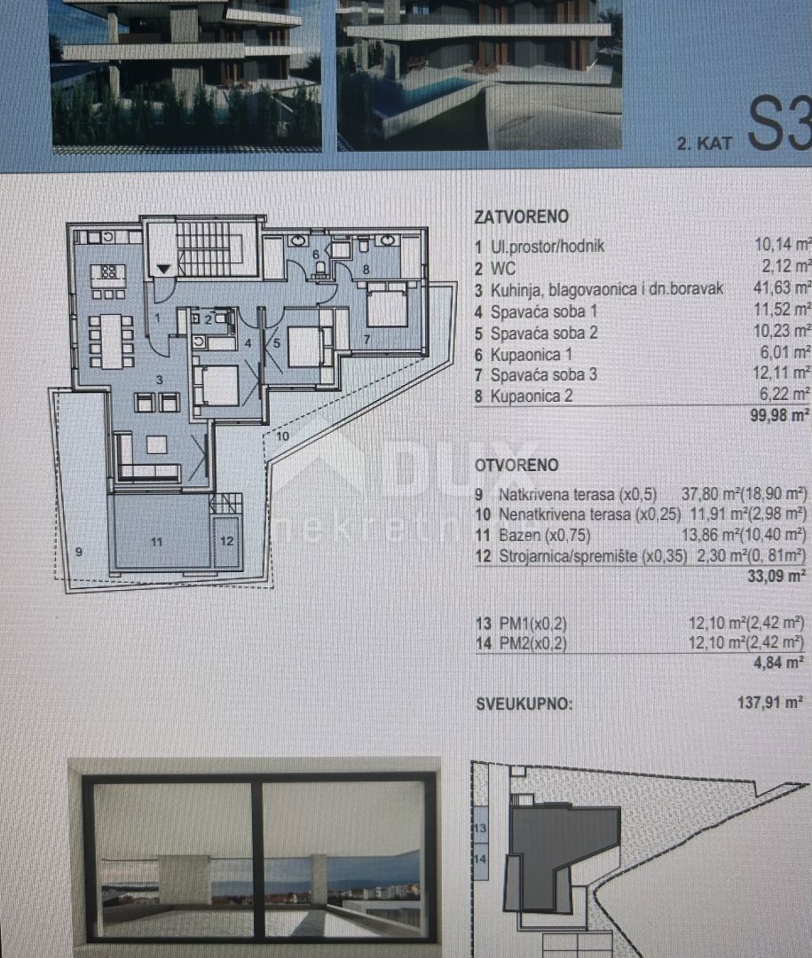 PAG, NOVALJA - Lussuoso attico con piscina, S3, Z1