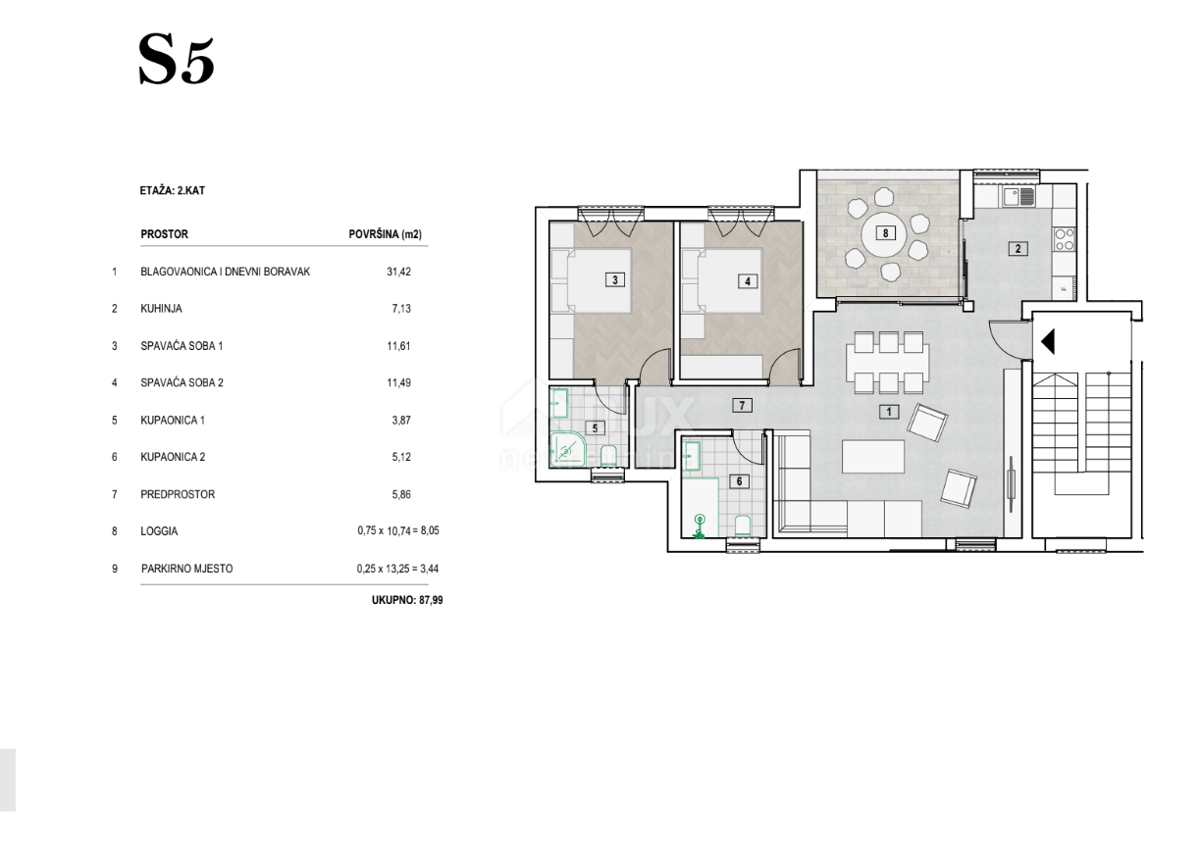 Appartamento Primošten, 87,35m2