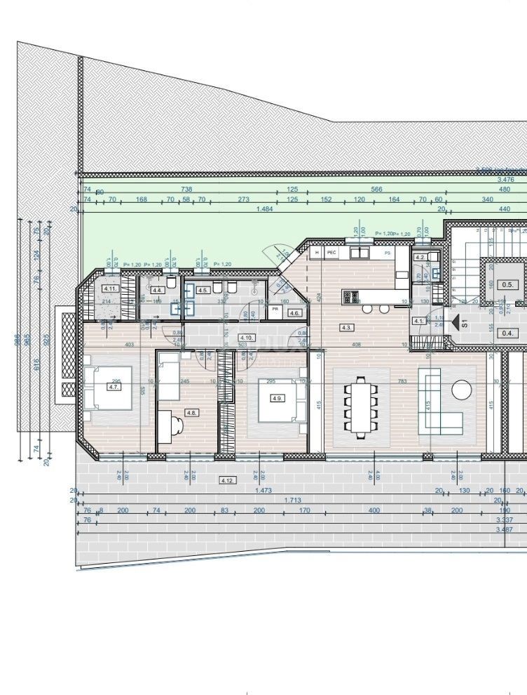 OPATIJA, CENTRO - appartamento al piano rialzato 185m2 con vista panoramica sul mare S1