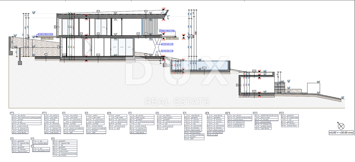 KOSTRENA - villa bifamiliare 2A FILA AL MARE!!! 492m2 con piscina e vista mare + giardino paesaggistico di 500m2