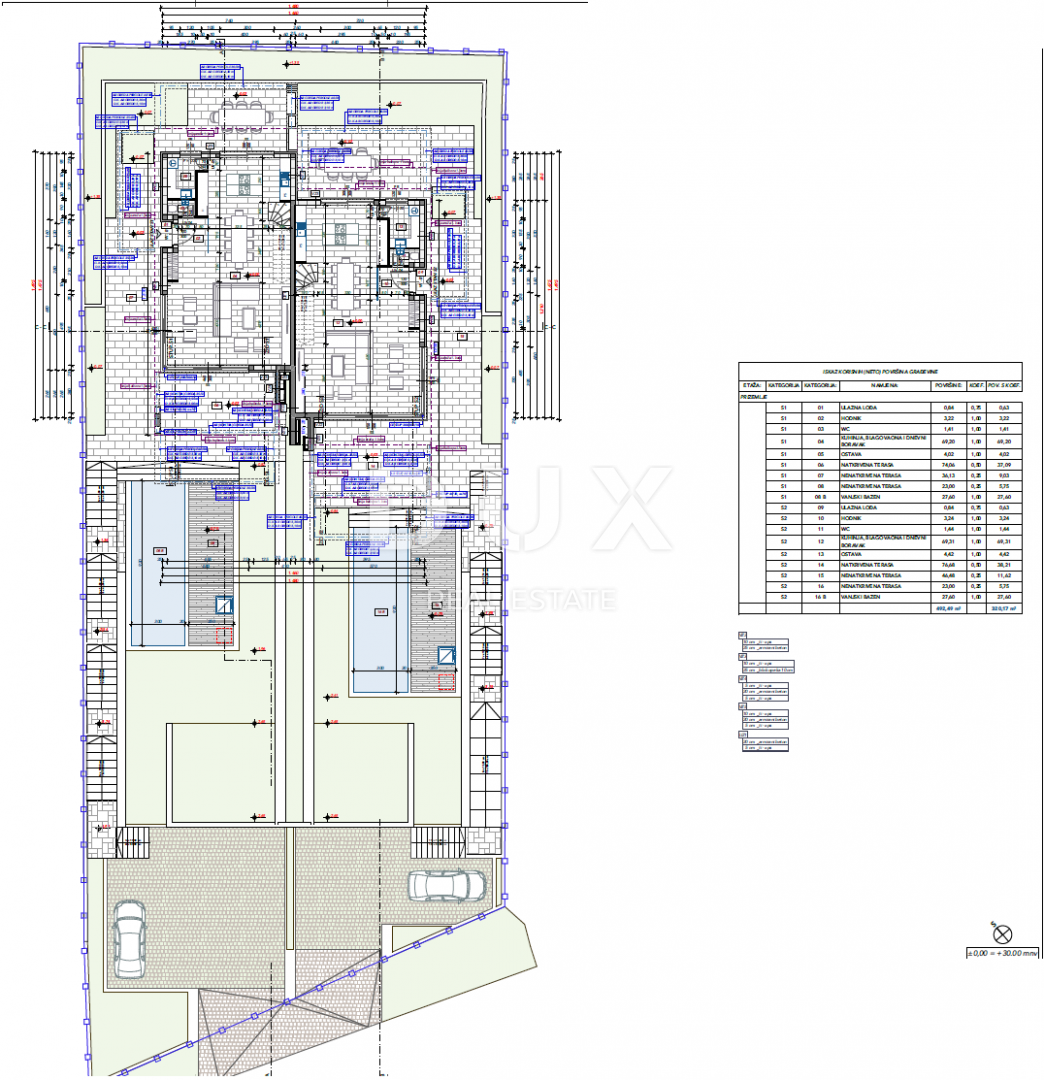 KOSTRENA - villa bifamiliare 2A FILA AL MARE!!! 492m2 con piscina e vista mare + giardino paesaggistico di 500m2