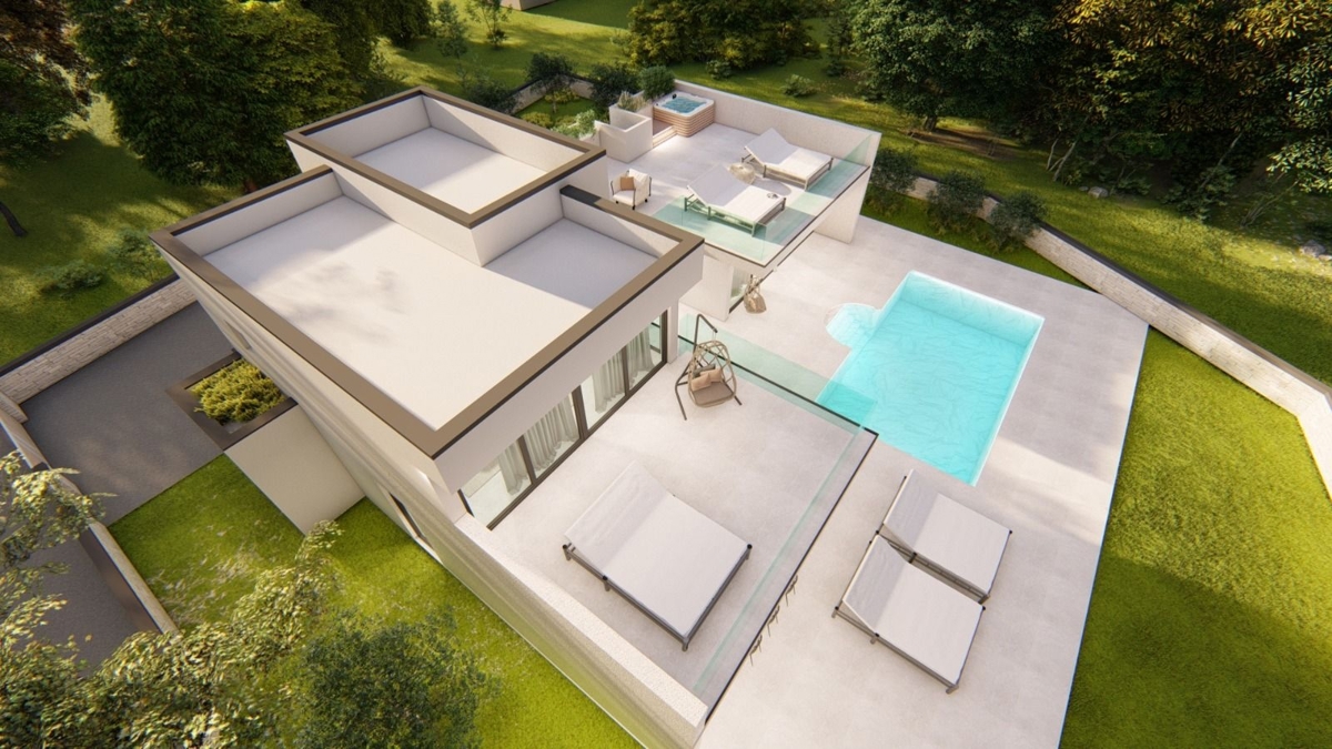 ISTRIA, PULA - villa esclusiva con piscina in fase Rohbau - posizione privata con giardino 2700m2