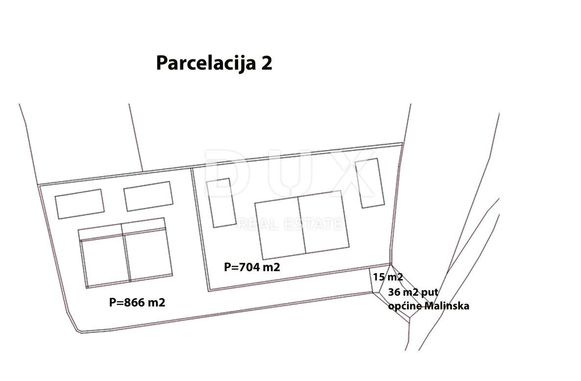 ISOLA DI KRK, CENTRO DI MALINSKA - Terreno edificabile ideale di 704 m2 con vista mare