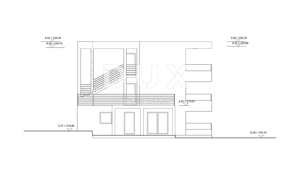 SRDOČI, ZAMET GORNJI, MARINIĆI - attico 83m2, soggiorno + 3 camere da letto con vista mare + terrazza coperta 30m2