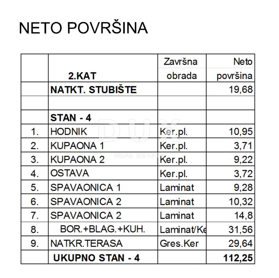 SRDOČI, ZAMET GORNJI, MARINIĆI - attico 83m2, soggiorno + 3 camere da letto con vista mare + terrazza coperta 30m2