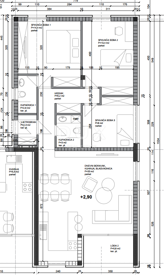 RIJEKA, MARINIĆI - appartamento 85 m2, 3 camere da letto + soggiorno in un NUOVO EDIFICIO! OPPORTUNITÀ!