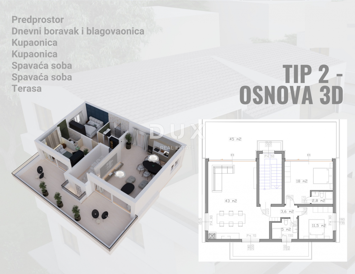 ISOLA DI PAG, PAG - esclusivo appartamento 2 camere da letto + soggiorno in un NUOVO EDIFICIO + terrazza! OCCASIONE!