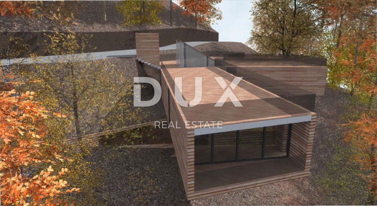 GORSKI KOTAR, FUŽINE - un progetto unico nel cuore del Gorski Kotar, terreno edificabile di 2086 m2 con progetto per una villa, opportunità di investimento!