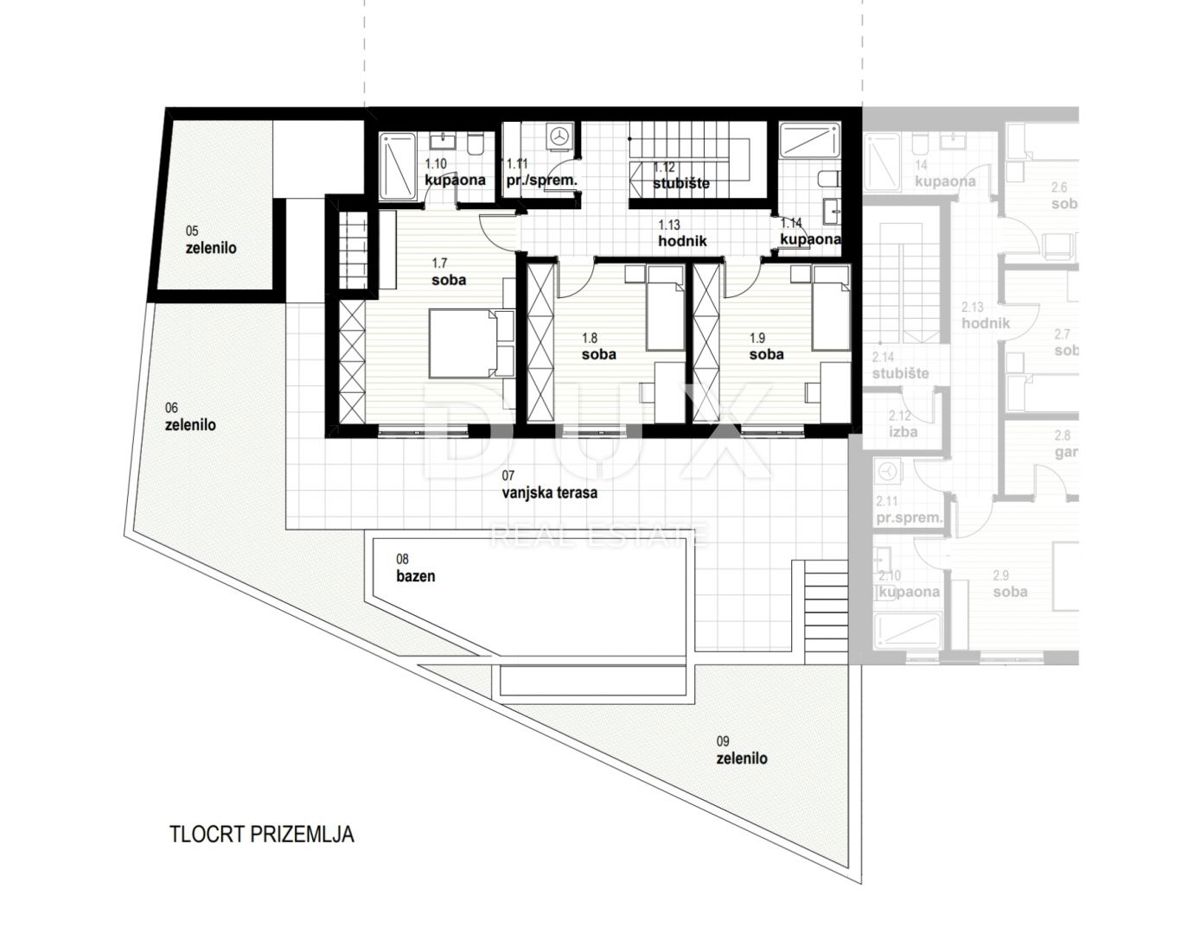 RIJEKA, KOSTRENA - esclusivo appartamento duplex 147m2 nuova costruzione con splendida vista mare e piscina + giardino 151,75m2 - S1-C