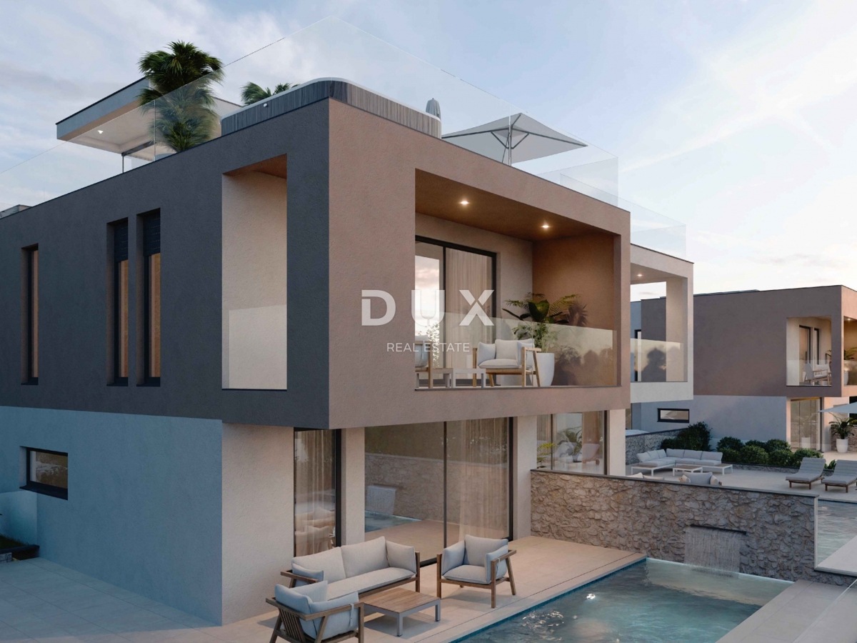 ŠIBENIK, VODICE – LUX DUPLEX con piscina, terrazza sul tetto e vista dall'alto