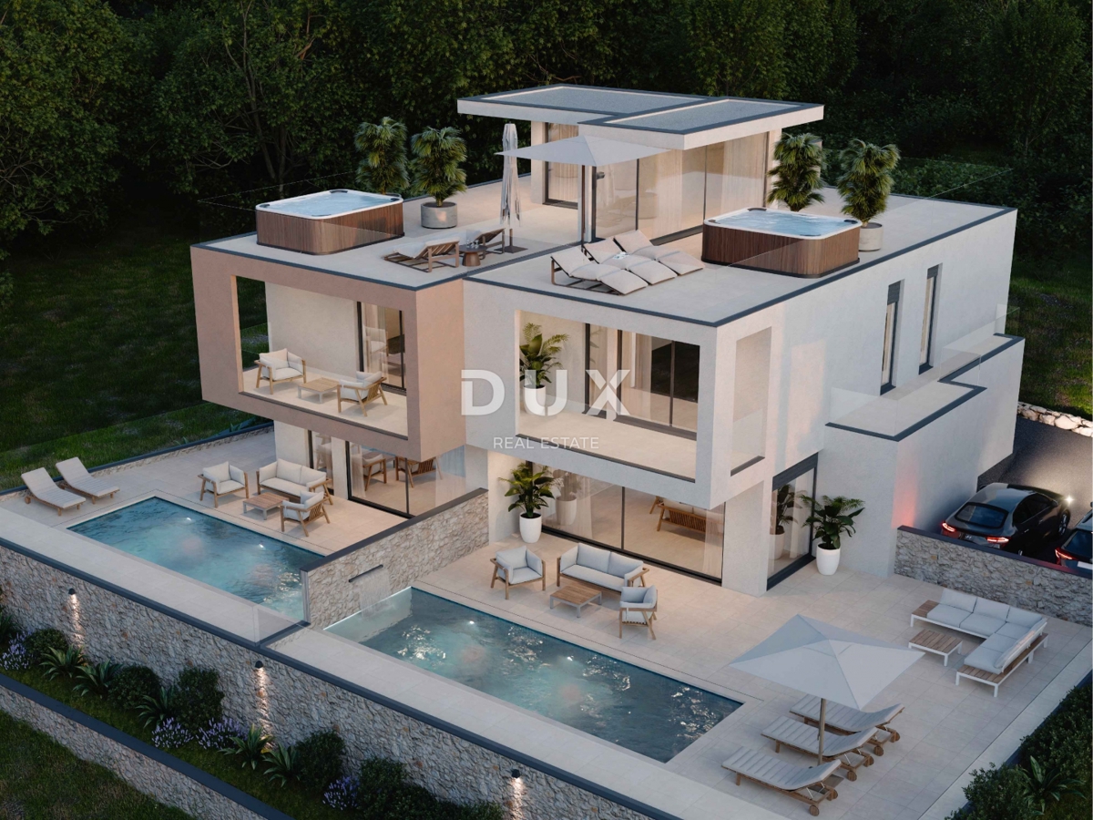 ŠIBENIK, VODICE – LUX DUPLEX con piscina, terrazza sul tetto e vista dall'alto